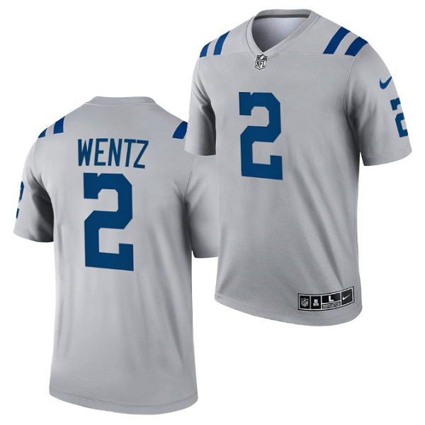 Men's Indianapolis Colts #2 Carson Wentz Gray Inverted Legend Stitched Football Jersey